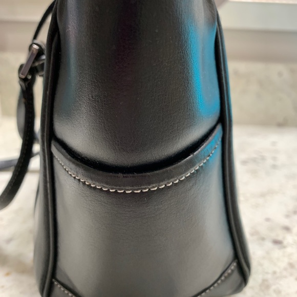 Versace black leather handbag with with logo stitching. - Picture 2 of 7